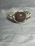 Indian Agate size 6 silver-tone copper wire-wrapped ring