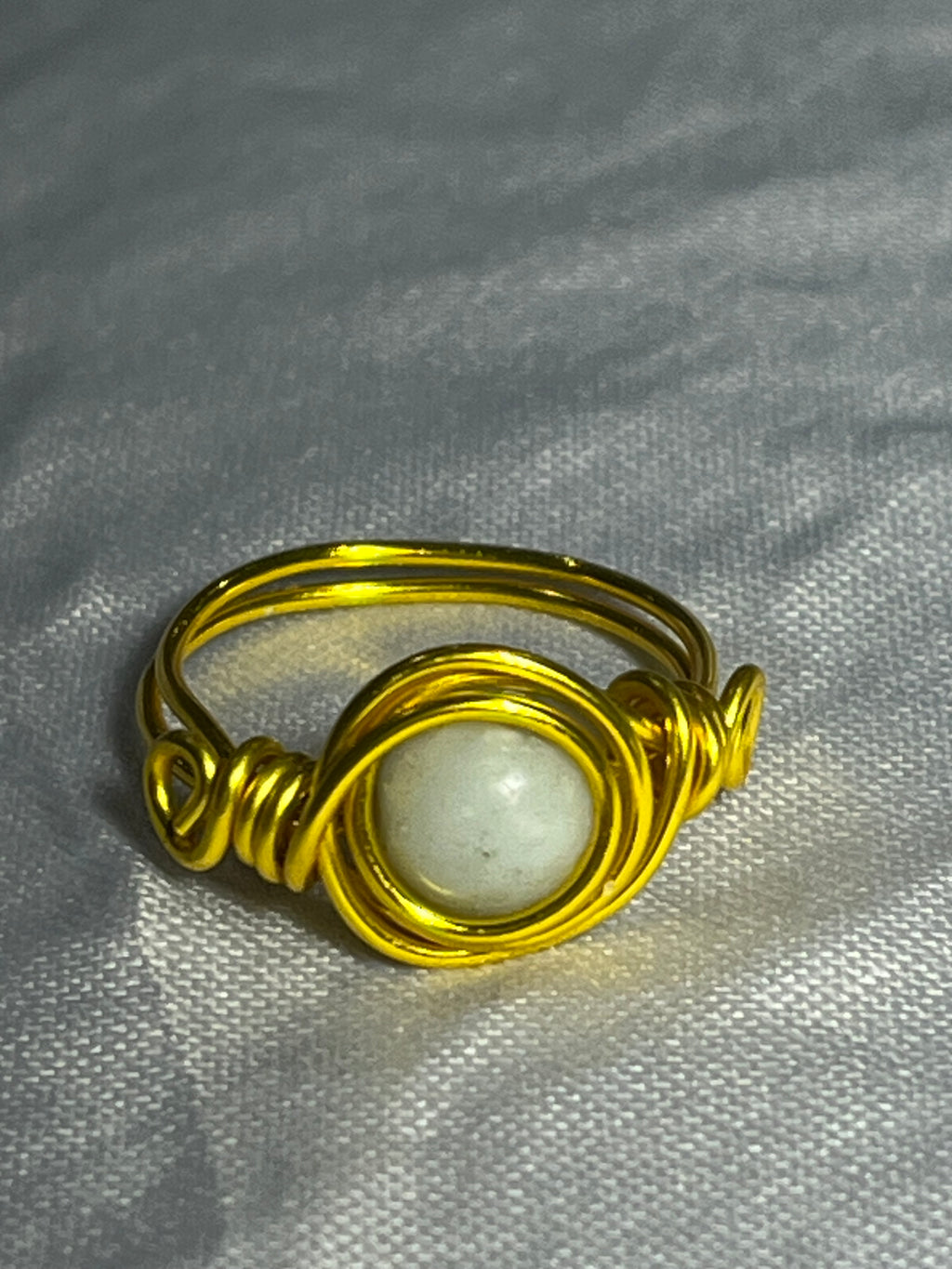 Amazonite size 7 gold-tone copper wire-wrapped ring