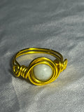 Amazonite size 7 gold-tone copper wire-wrapped ring