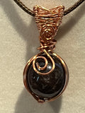 Smoky Quartz sphere copper wire-wrapped pendant