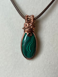Malachite copper wire-wrapped pendant