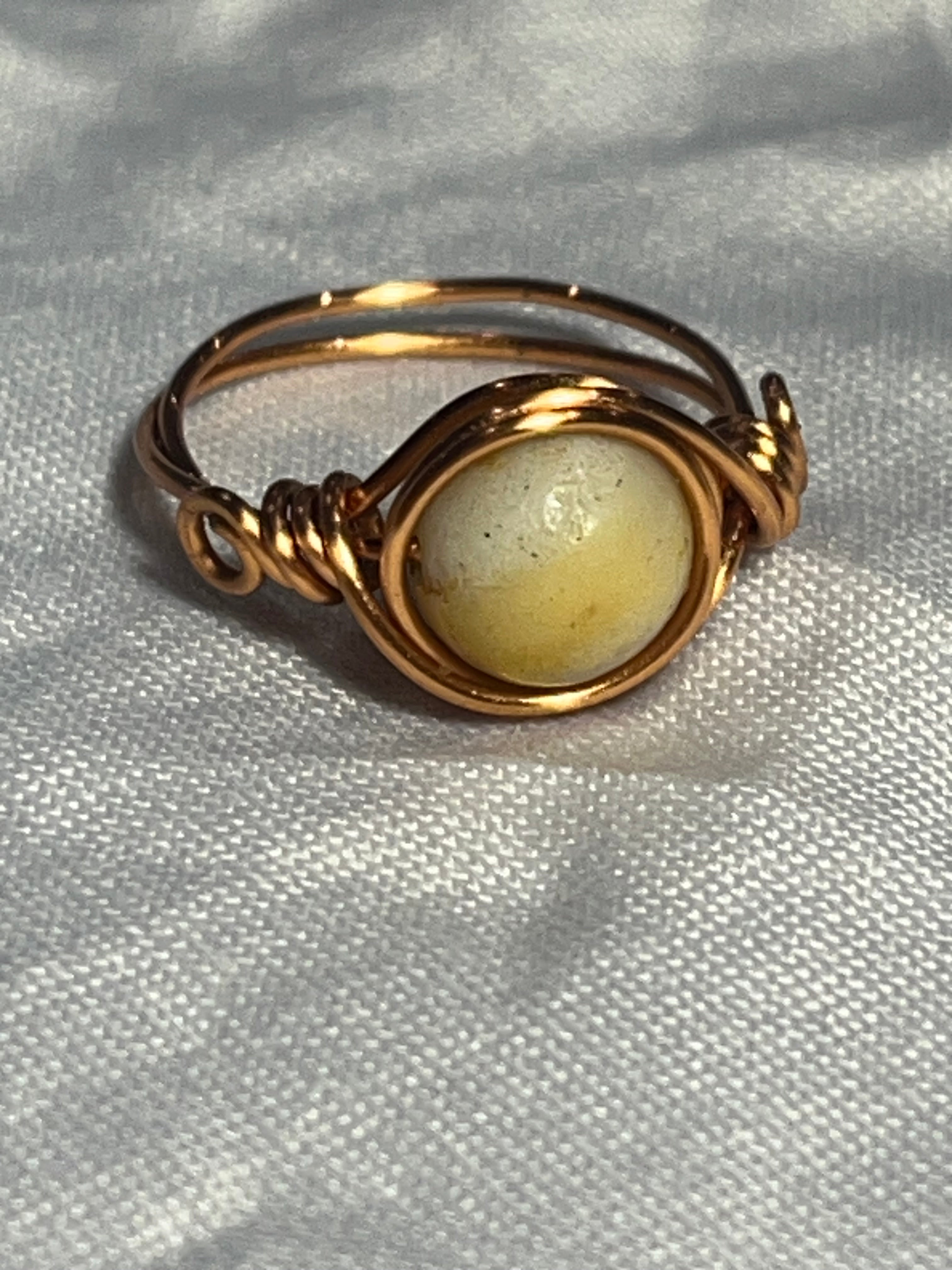 Amazonite size 6 copper wire-wrapped ring