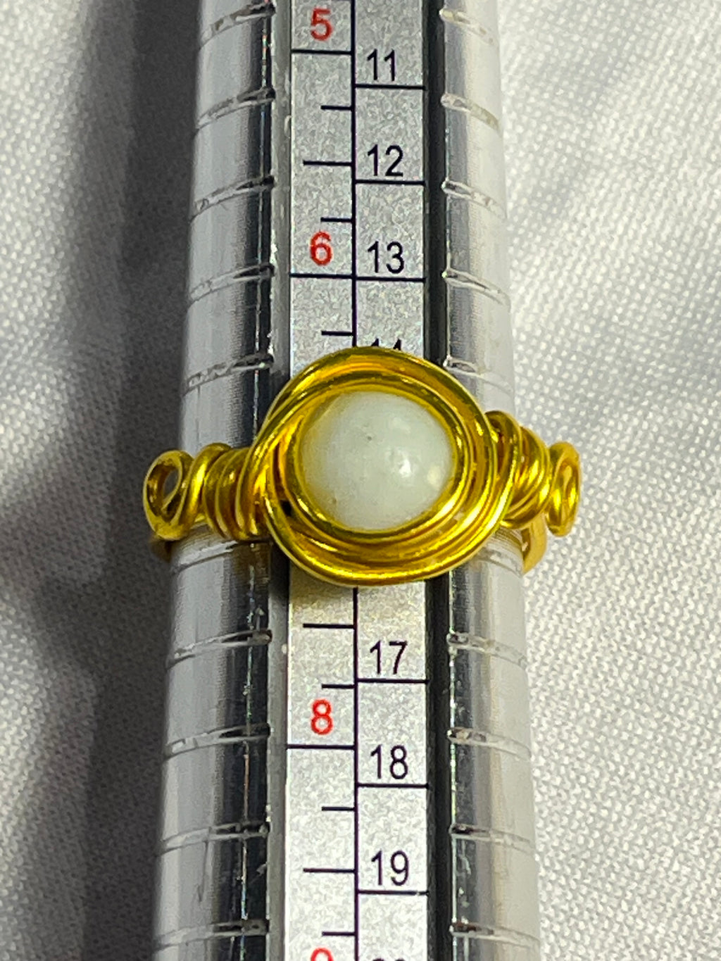 Amazonite size 7 gold-tone copper wire-wrapped ring