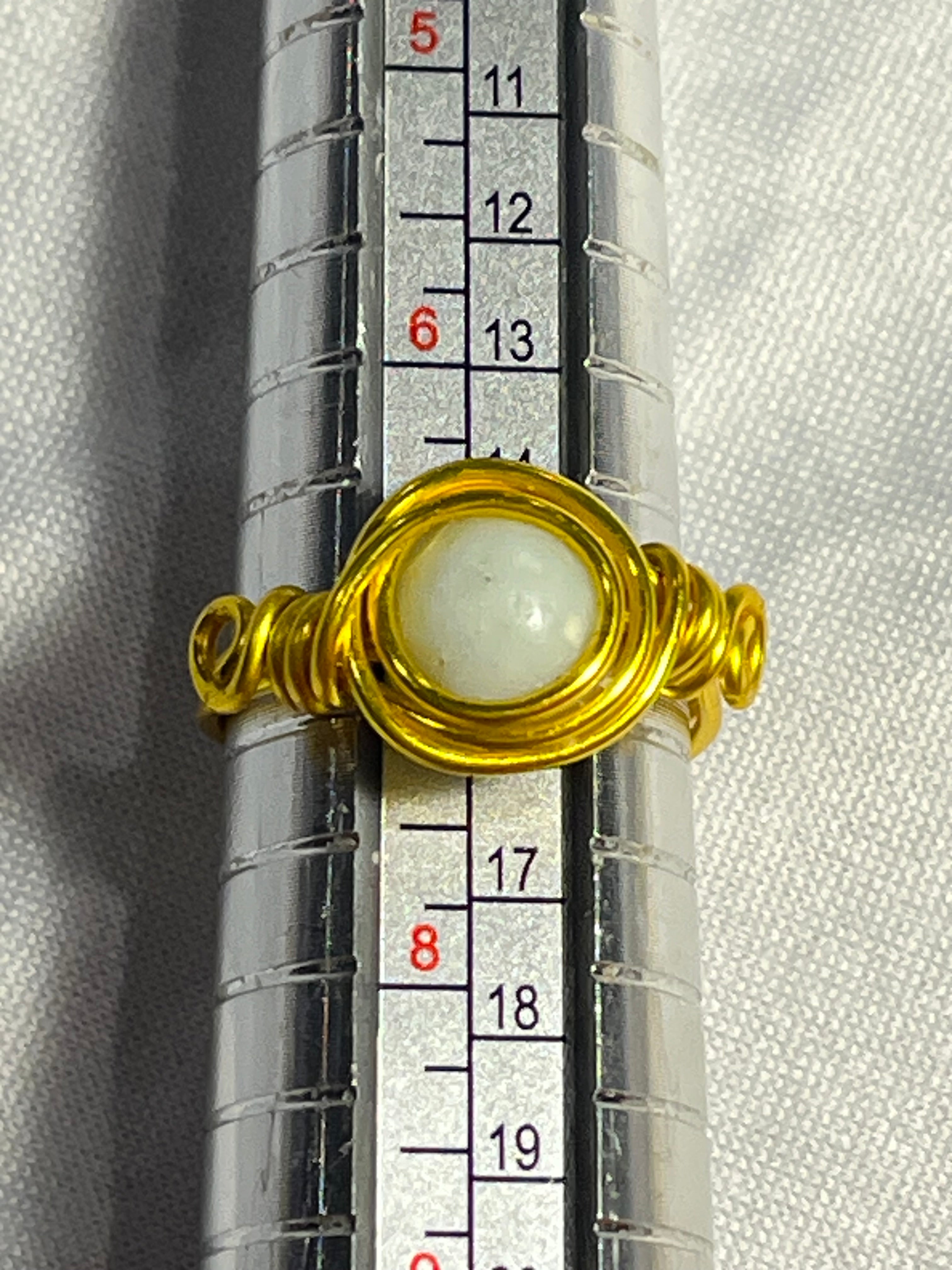 Amazonite size 7 gold-tone copper wire-wrapped ring