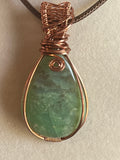 Chrysoprase copper wire-wrapped pendant