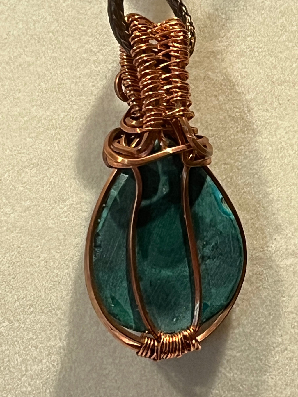 Malachite & Chrysocolla copper wire-wrapped pendant