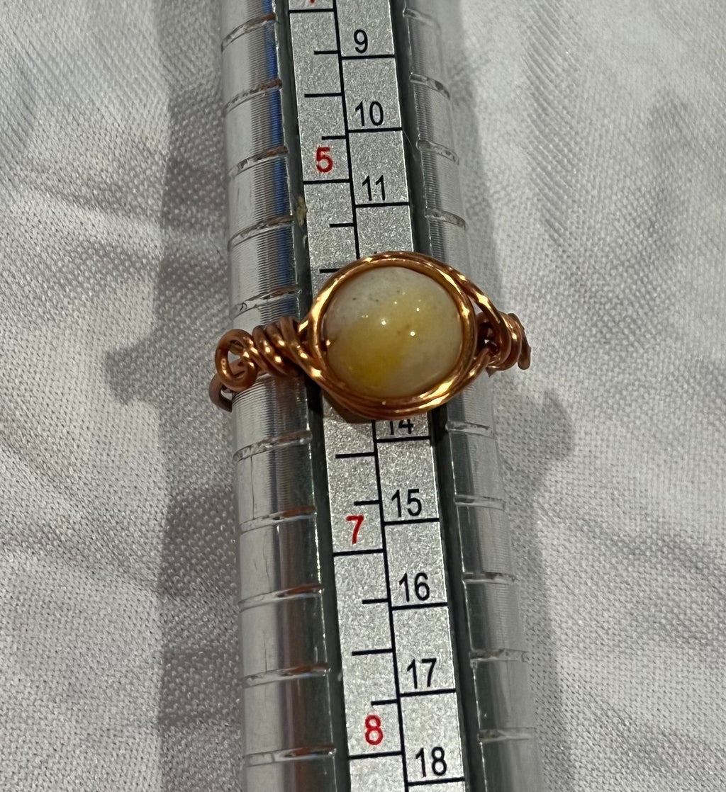 Amazonite size 6 copper wire-wrapped ring