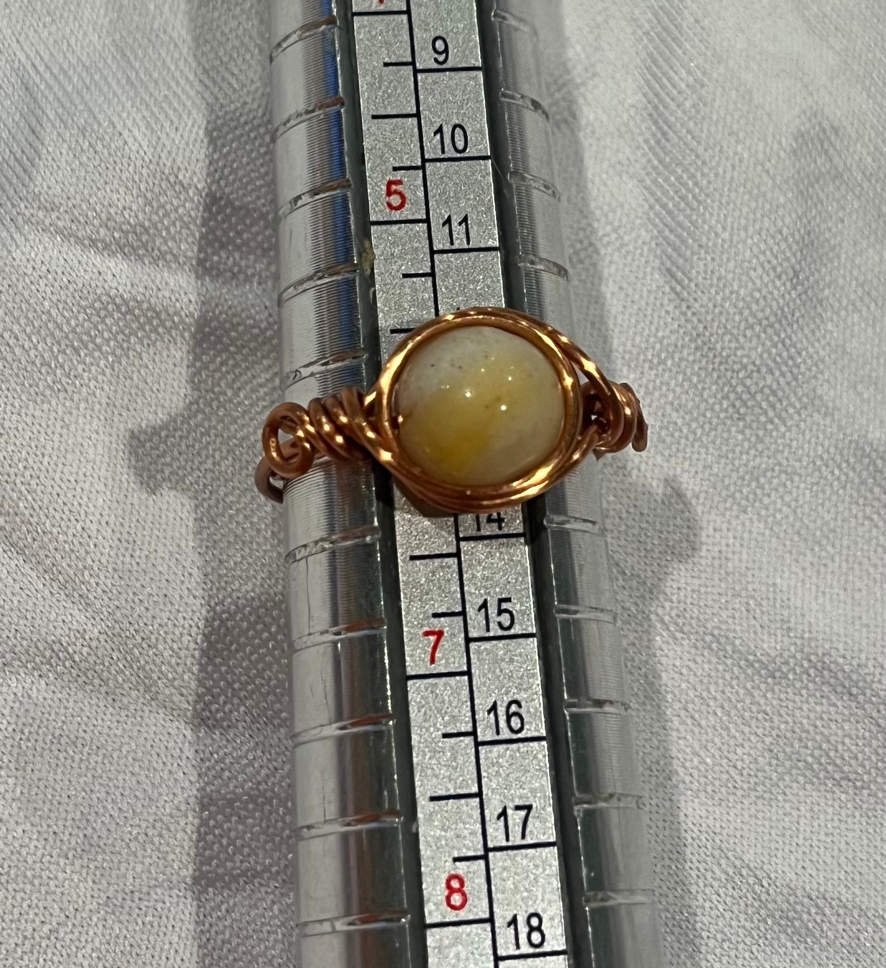 Amazonite size 6 copper wire-wrapped ring