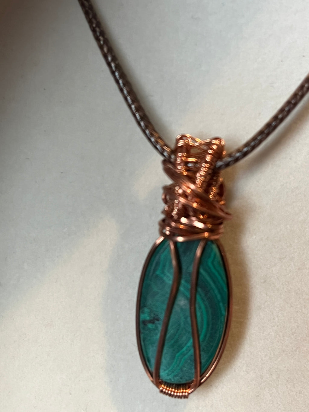 Malachite copper wire-wrapped pendant