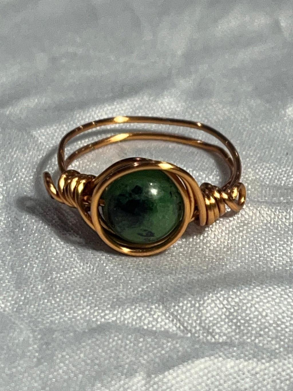Zoisite size 8 copper wire-wrapped ring