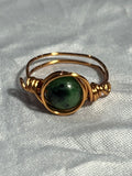 Zoisite size 8 copper wire-wrapped ring