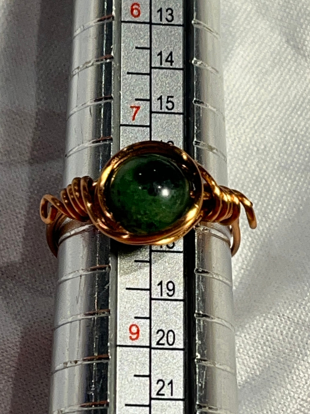 Zoisite size 8 copper wire-wrapped ring