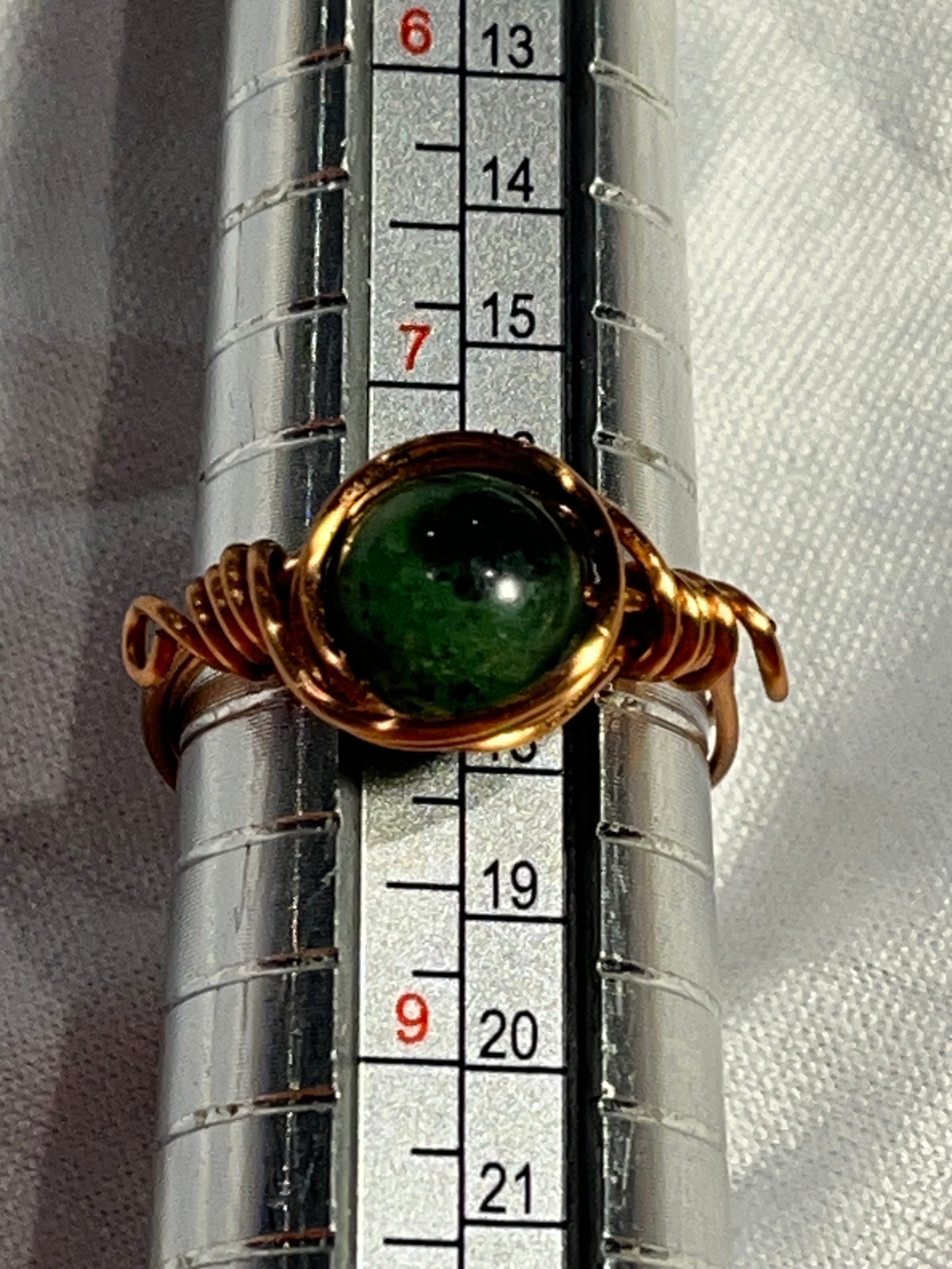 Zoisite size 8 copper wire-wrapped ring