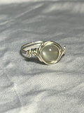Moonstone size 6 silver-tone copper wire-wrapped ring